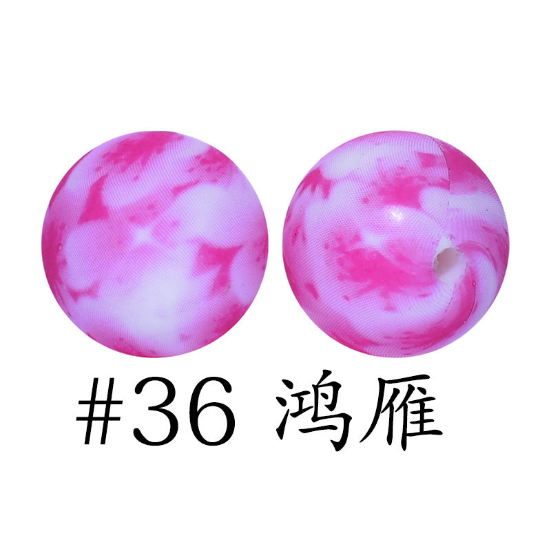 Wholesale 50pcs 16mm Print Silicone Beads Colorful Silicone Water Transfer Beads